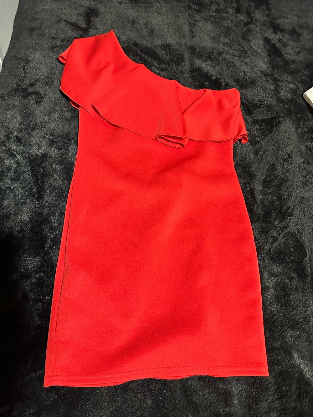 SHEIN Red One-Shoulder Ruffle Bodycon Dress